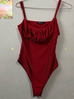 SHEIN Red Ruched Body Suit